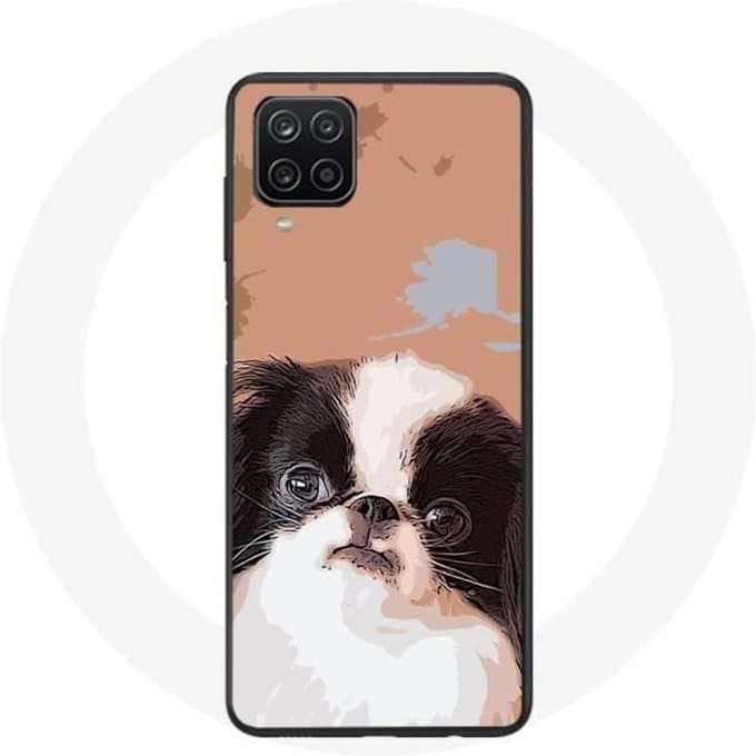 Samsung Galaxy A12 Hoesje Japanse spaniël Zwart-wit hondenras