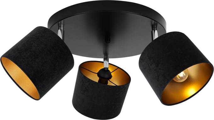Light-Home MEDIOLAN – Plafondlamp – Velours Abatjour – Goudkleurig – 3-lichts