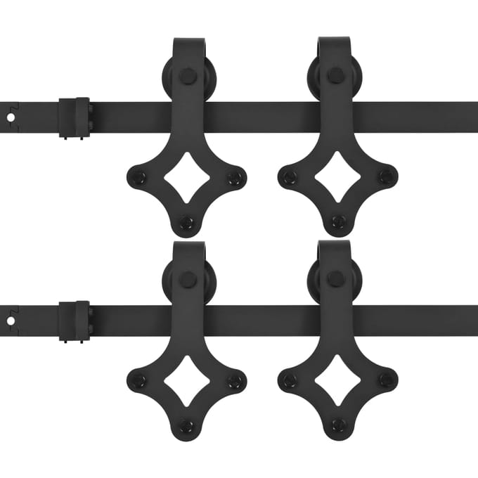vidaXL - Beslagsets - voor - schuifdeur - 2 - st - 183 - cm - staal - zwart