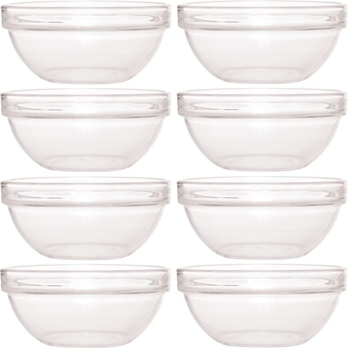 Luminarc Schaaltje/kommetje - 8x - glas - 17 cm - snack schaaltjes - chips schaaltje