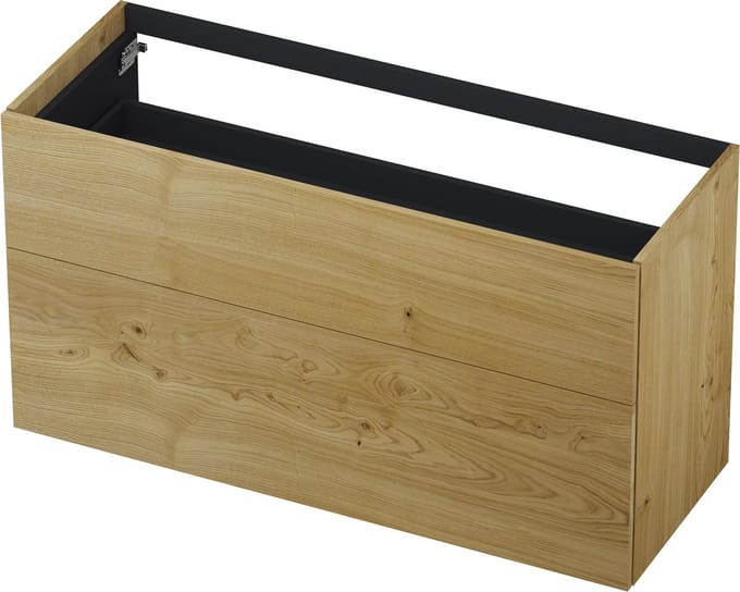 INK wastafelonderkast 2 laden greeploos push to open fineer eiken 120x45x65cm, natur