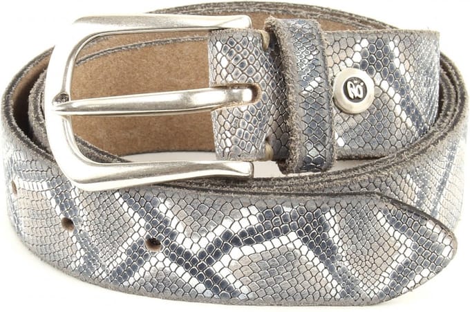 b.belt Riem Ledergürtel Animal W75 Schwarz+Silbermetallic Grijs Veelkleurig