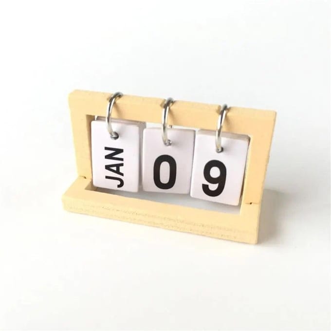 Mini calendrier de bureau Décoration de bureau Kit de décoration Calendrier de bureau debout Décor de bureau Mini calendrier de bureau jaune