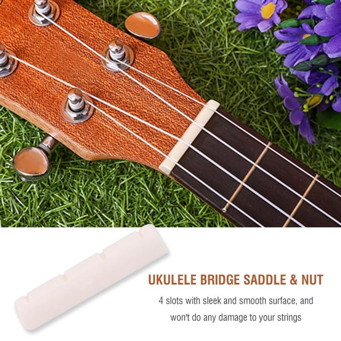 Botten Ukulele Brugzadel en Topkam voor 4-snarige Ukuleles Muziekinstrument Reparatieonderdelen brown