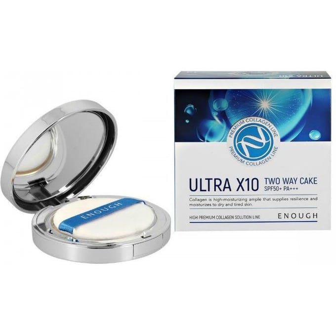 Enough Ultra X10 Two Way Cake SPF50/PA+++ 11g+ refill #13 Light Beige +RANDOM GIFT gray