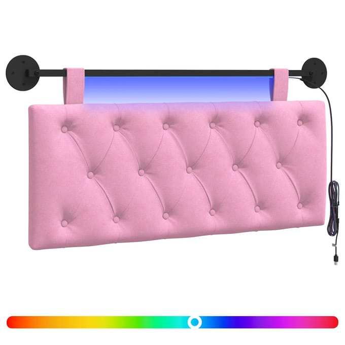 vidaXL - Hangend - hoofdbord - Met - LED-verlichting - Roze - Stof