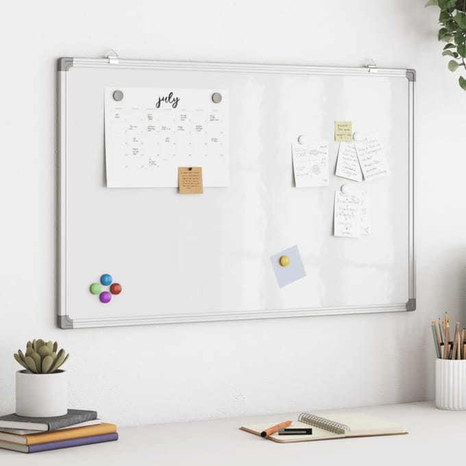 vidaXL - Whiteboard - magnetisch - 80x50x1,7 - cm - aluminium