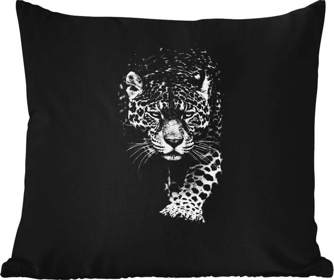 Tuinkussen - Dieren - Zwart - Luipaard - Wit - Wild - 40x40 cm - Weerbestendig