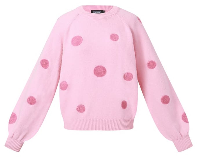 Comfortabele Gebreide Polyester Damestrui met Polkadots - Roze - Maat S/M