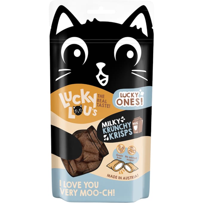 6x60g Lucky Lou Krunchy Krisps Melk kattensnacks