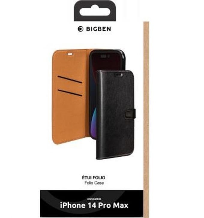 Bigben Connected, Hoesje geschikt voor iPhone 14 Pro Max - Folio Wallet met Magnetische Lipsluiting, Zwart