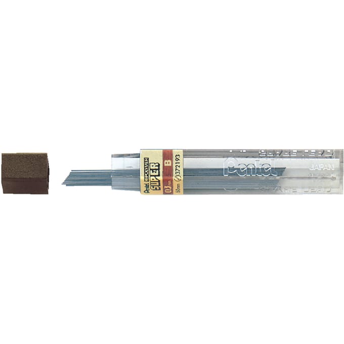 Potloodstift Pentel B 0.3mm zwart koker à 12 stuks