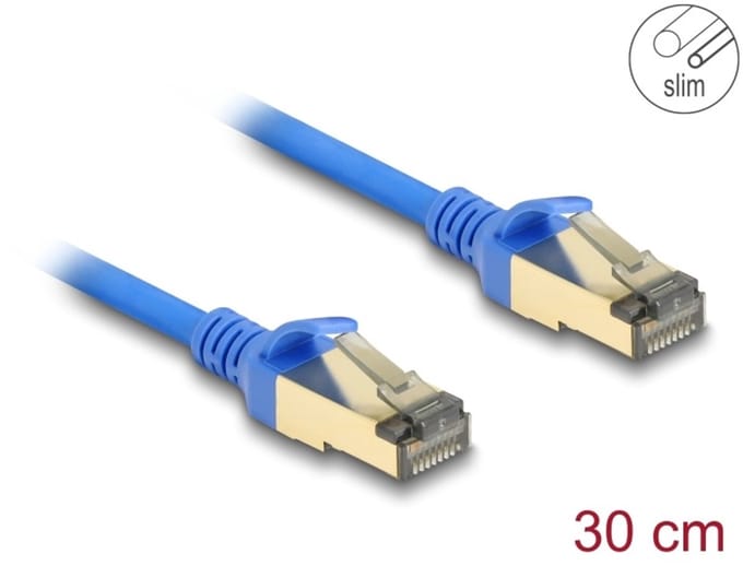 Delock RJ45 Network Cable Cat.8.1 F/FTP Slim 0.3 m blue