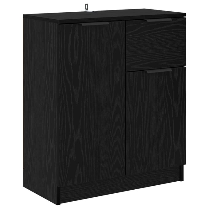 vidaXL - Dressoir - Zwart - Eiken - 60 - x - 30 - x - 70 - cm - Bewerkt - hout