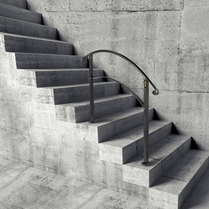 3FT Verstelbare Gesmeed IJzeren Trapleuning Past op 3 Treden Buiten Trappen/Treden