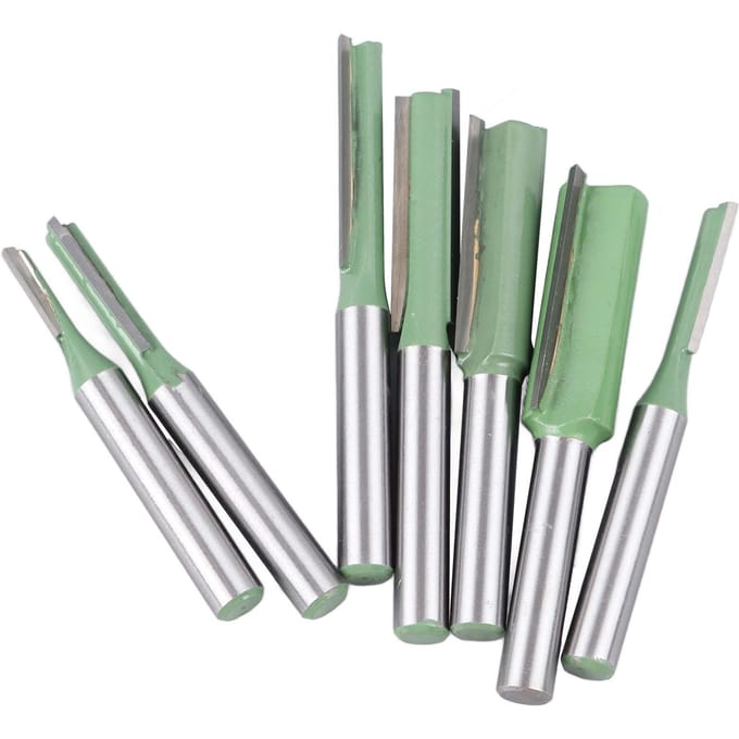 7-delige Rechte Frees Set 14 Schacht Bovenfrees Kit Carbide Houtbewerkingsgereedschap met Opbergdoos