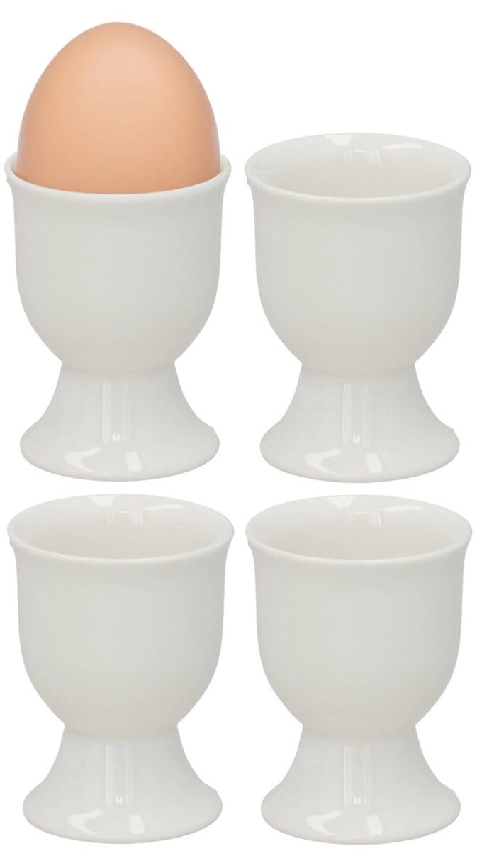 Bellatio Design Eierdopjes Alegre - set van 12x - wit - porselein - 5 x 6 cm - voor ontbijt/brunch/pasen