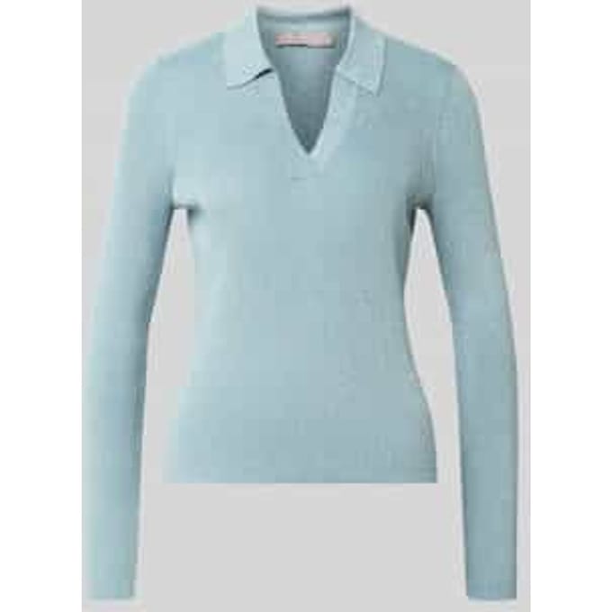 Gebreide pullover van viscosemix met polokraag en V-hals