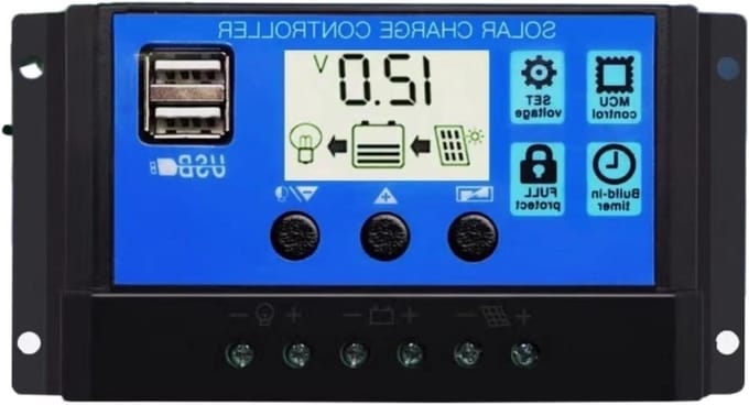 Zonne Laadregelaar - Zonne Controller - Energie Beheer - Dubbele USB Poorten - 30A - Zwart