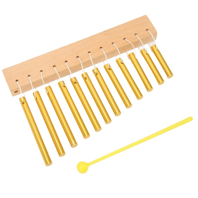 Windgong 12 Tonen Samengesteld Hout Metaal Makkelijk Spelen Windgong Ornament Percussie-instrument Goud beige