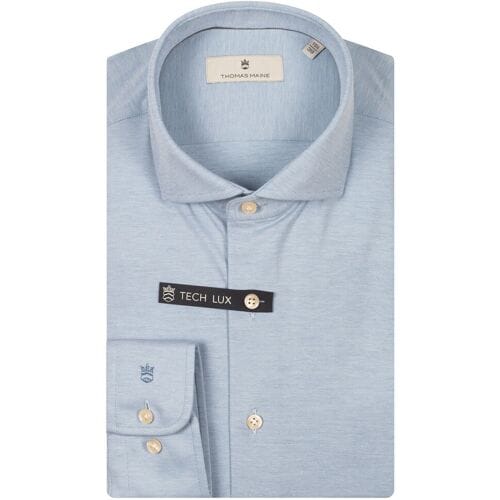Thomas Maine Overhemd Hyperstretch Mélange Roma Modern Kent Blauw / male