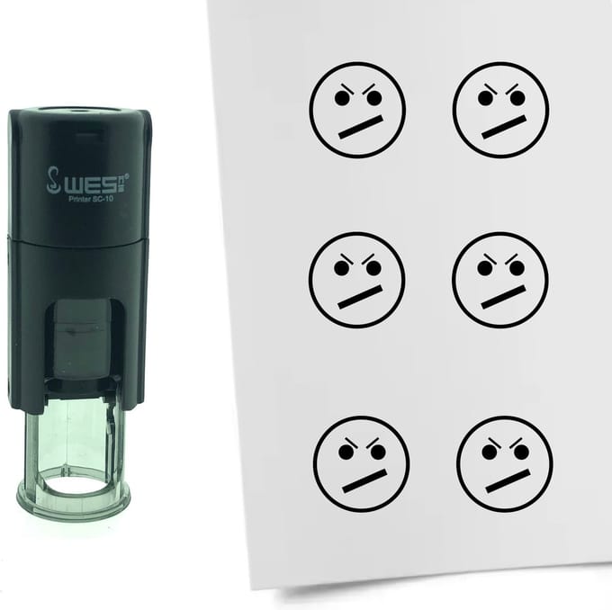 CombiCraft Stempel Smiley Ontevreden 10mm rond - zwarte inkt