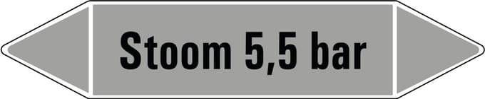 Stoom 5,5 bar leidingmarkering op vel 252 x 52 mm - 3 per vel