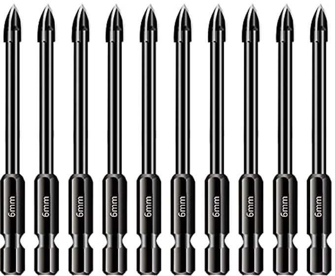 10 Stuks Multifunctionele Boorbits voor Tegels en Glas - 6mm Boorset