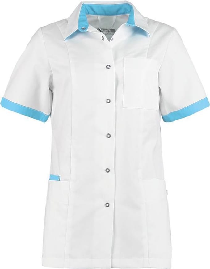 Haen / Ballyclare Dames Zorgjas Fijke- Wit / Turquoise - Maat 3XL