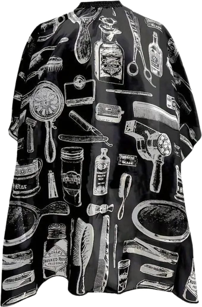 Nivard Baardschort - Beard Bib - Scheerschort - Baard Cape - Kappersmantel - Kapmantel - Zwart