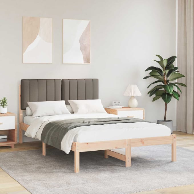 vidaXL - Bedframe - met - Gevoerde - Hoofdbord - Taupe - 120 - x - 190 - cm