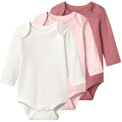 LUPILU Set van 3 baby rompers (roze/wit, 62/68)