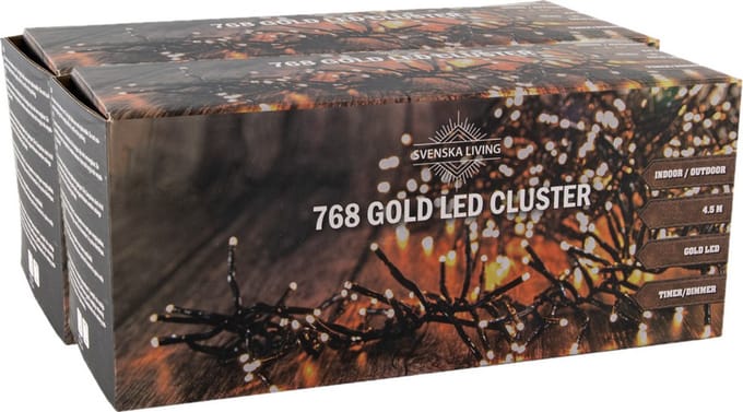 Svenska Living cluster kerstverlichting -2x st -goud -450 cm -768 leds