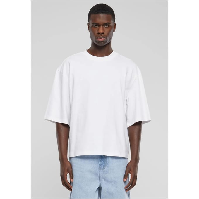 Urban Classics - Organic Oversized Cropped Heren Tshirt - S - Wit