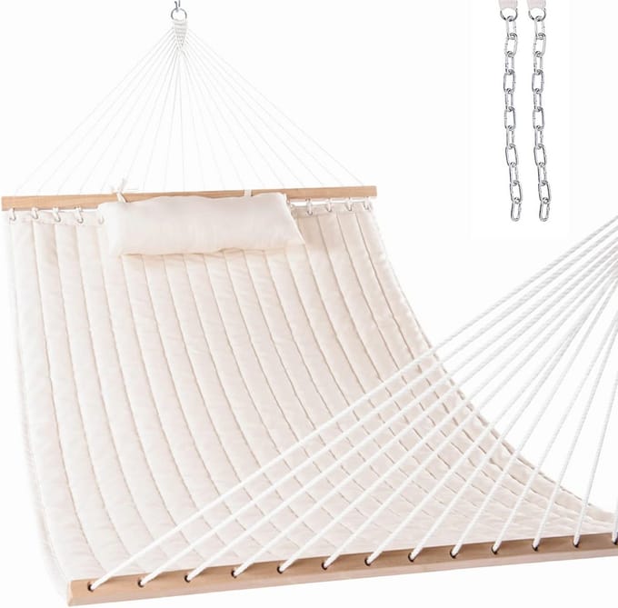 Dubbele Gewatteerde Hangmat 55" met Kussen - Perfect voor Tuin en Camping
