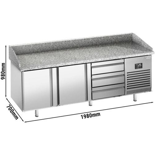 GGM Gastro Pizzakühltisch Premium PLUS - 1980x700mm - mit 2 Türen & 3 Schubladen