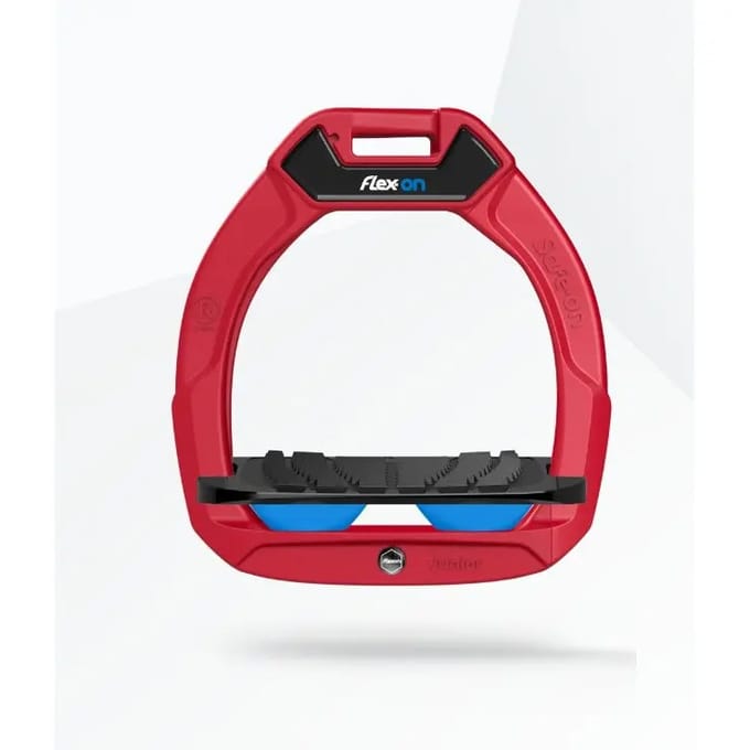 Veiligheidsschoenen voor kinderen met schuin grip in rood/zwart/blauw. Flex-On Safe-On