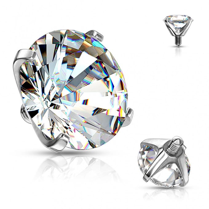 Dermal top titanium steen wit 1.6 x 3 mm - LMPiercings