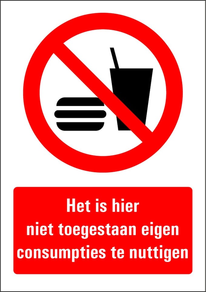 Geen eigen consumpties sticker 210 x 297 mm