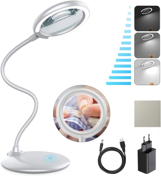 Dimbare LED Vergrootlamp met Standaard voor Senioren en Hobbyisten