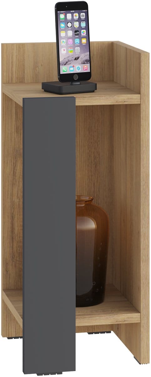 Hocus Picus Nachtkastje 2 Planken - Eiken/Antraciet - 25x27x60 cm