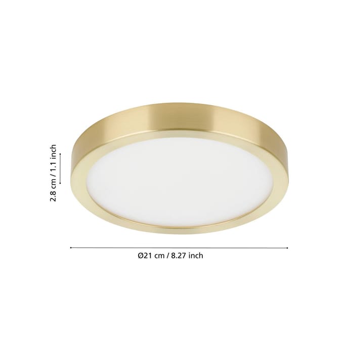 EGLO LED opbouwpaneel Fueva 5 IP20 830 messing Ø21cm