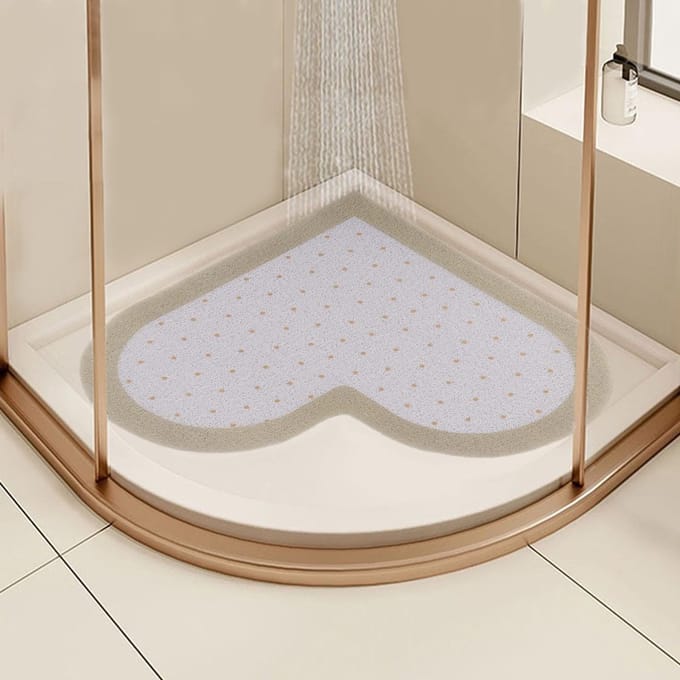 ONF3 - Antislip hoekdouchemat - Schimmelbestendig - 60 x 60 cm - Sneldrogend - Kaki + Wit - Geschikt voor douche en bad