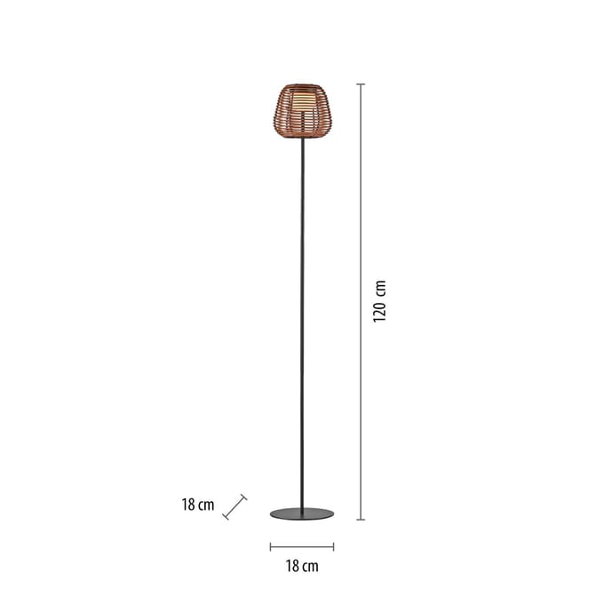 JUST LIGHT. GmbH JUST LIGHT. Askia LED vloerlamp, rotan, IP54, touchdim