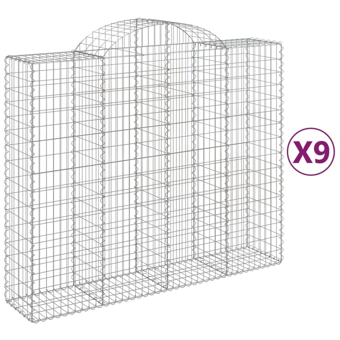 vidaXL - Schanskorven - 9 - st - gewelfd - 200x50x160/180 - cm - ijzer