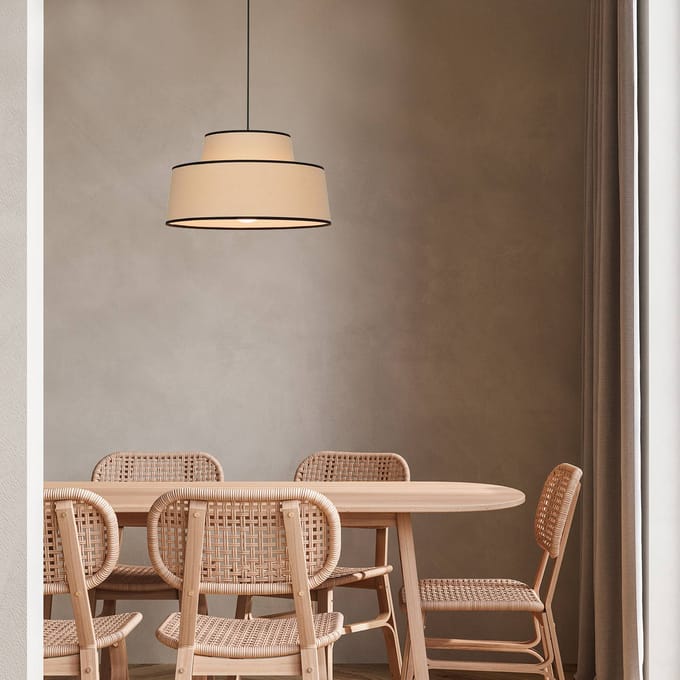 COREP Hanglamp Mallorca, kalkkleurig, Ø 38 cm, katoen