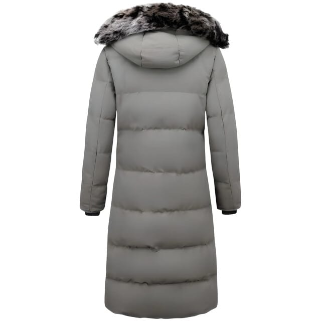 Lange Dames Puffer Jackets met Capuchon - Grijs