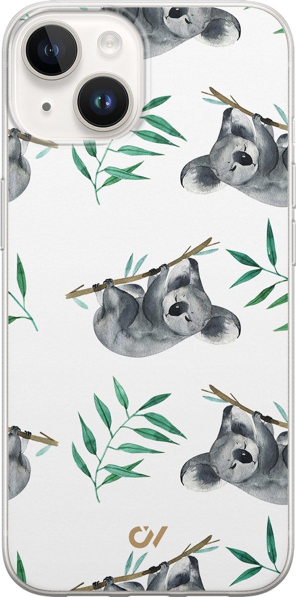 Hoesje geschikt voor Apple iPhone 14 - Koala Print - - Wit - Apple - Casevibes