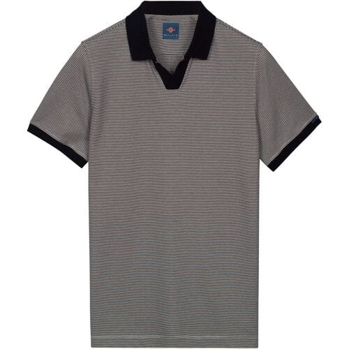 Baileys Polo No Buttons V-Neck Small Yarn Dyed Stripe Navy / male
