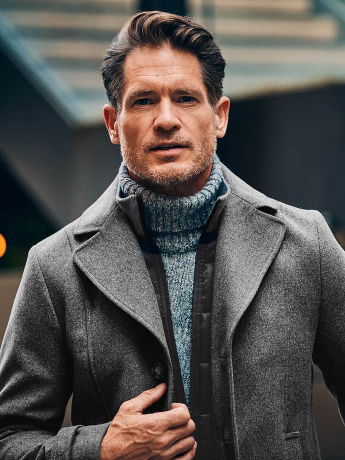 Steppin' Out Caban Coat Wol Grijs - Maat 48 - Heren - Mantels